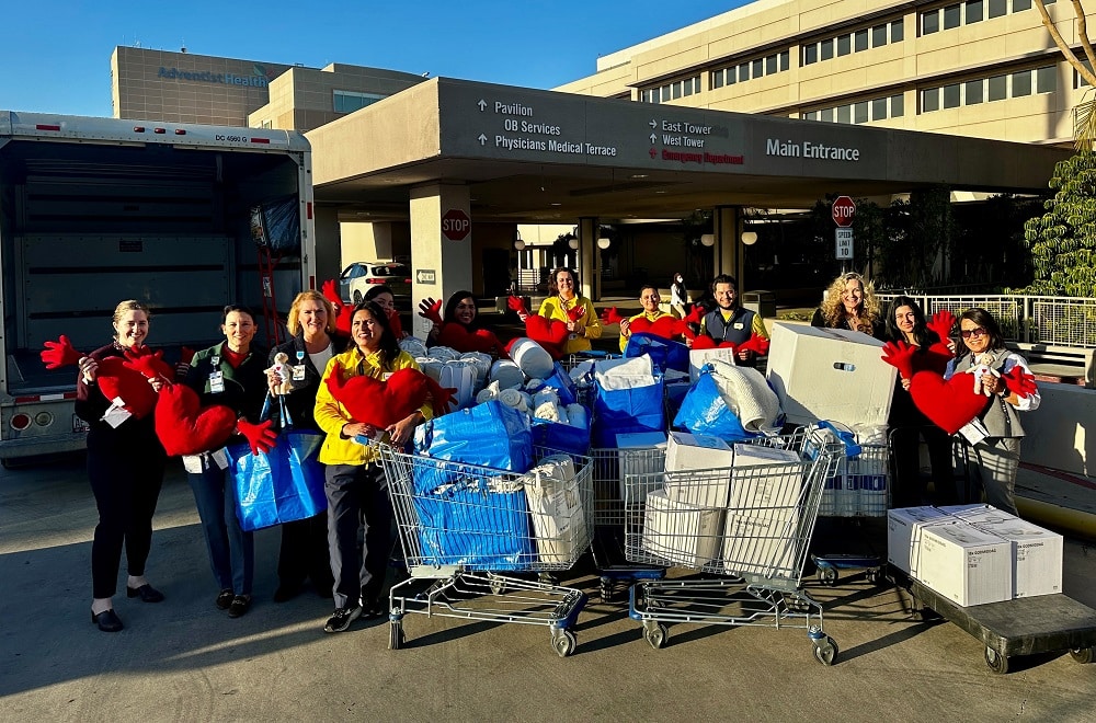 People with donated items.